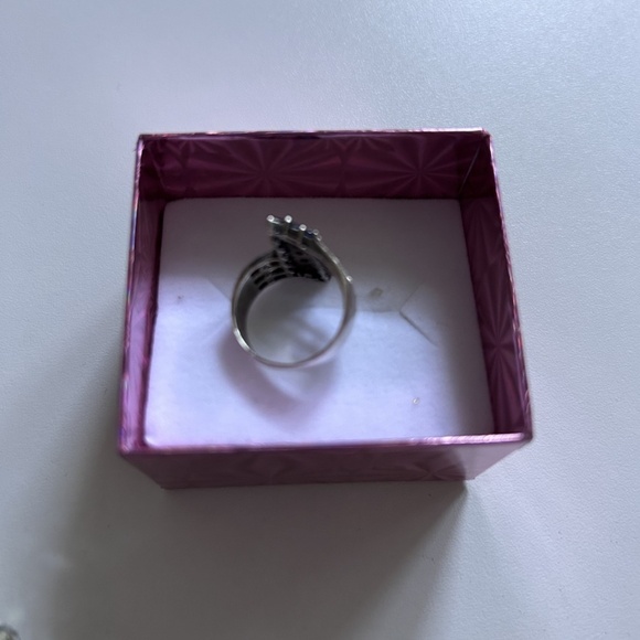 Cluster Natural Sapphire 925 Sterling Silver Ring Sz 5 - Picture 8 of 10